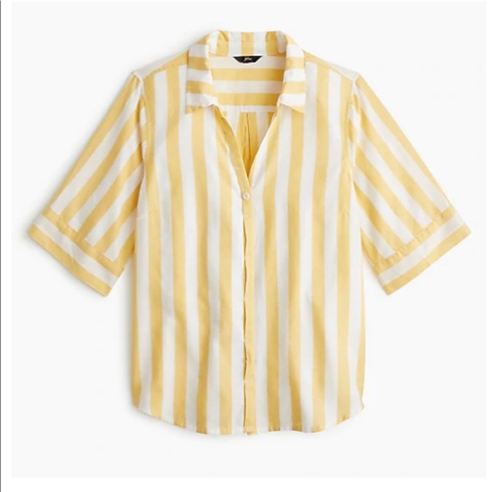 J Crew Women’s Yellow/White Striped Shirt-Size Small